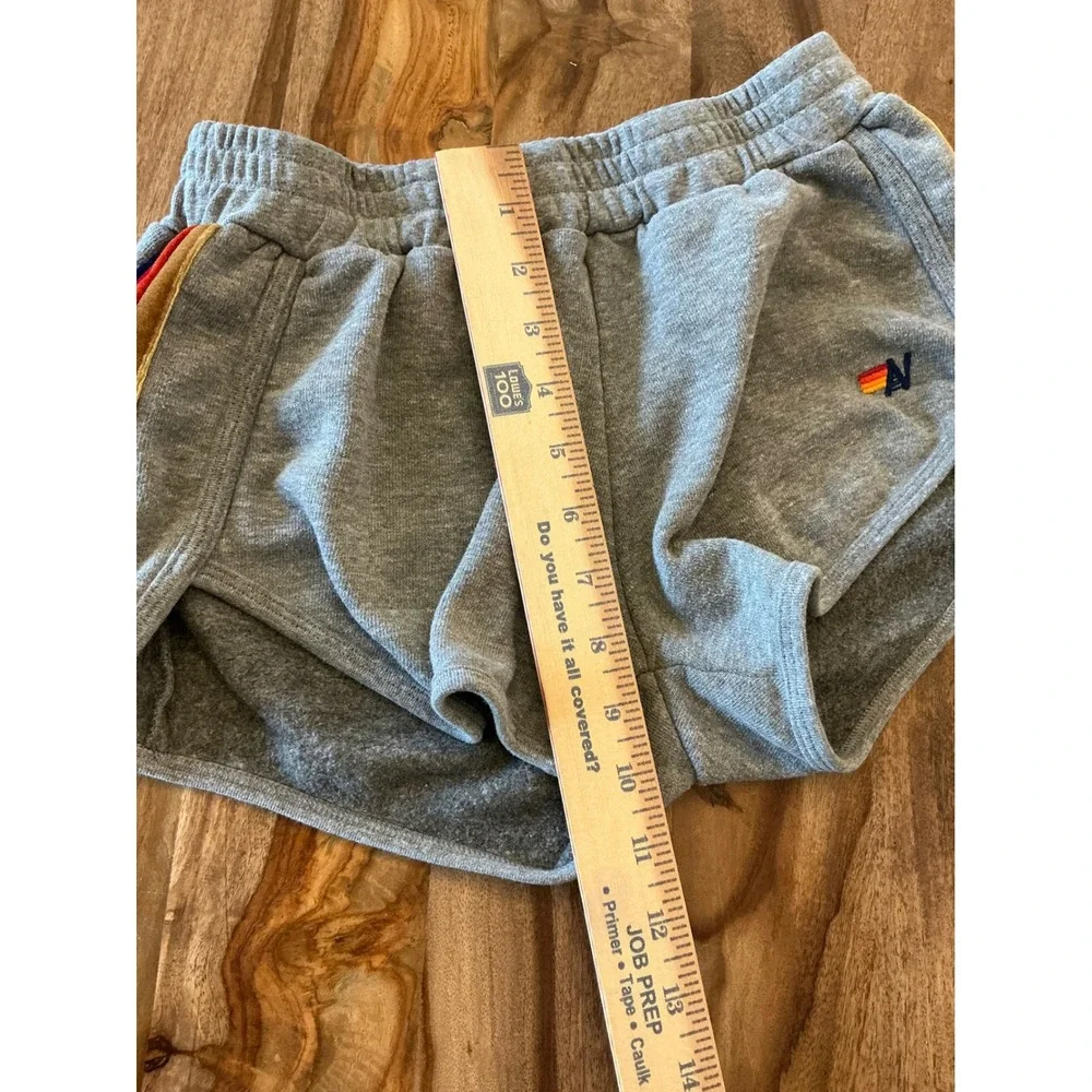 Aviator Nation 5 Stripe Jogger Shorts Womens Small Gray Rainbow Made in USA
